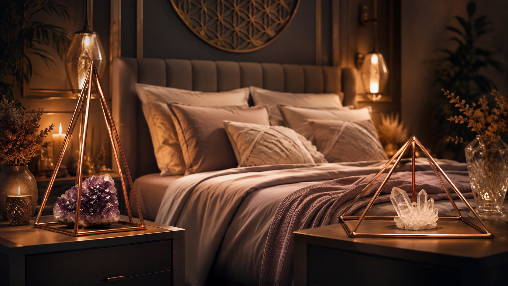 Pyramides en cuivre Kh�ops et Nubienne dans une chambre